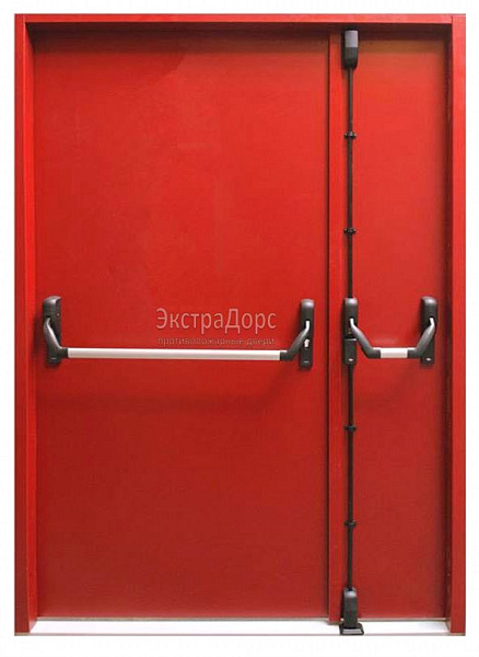 Противопожарная дверь EI 60 дымогазонепроницаемая красная с антипаникой в Химках  купить