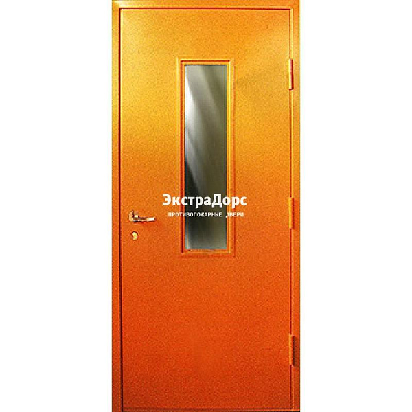 Противопожарная дверь анти-дым оранжевая со стеклом в Химках  купить
