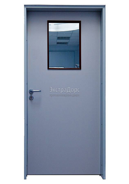 Дверь противопожарная металлическая однопольная EI 30 газодымонепроницаемая со стеклом в Химках  купить