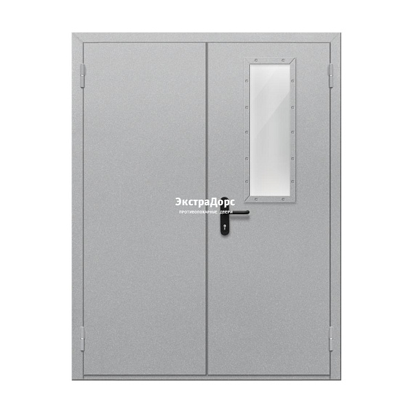 Двупольная огнестойкая дверь EI 60 ДО-02-EI-60 двупольная остеклённая с прямоугольным стеклом в Химках  купить